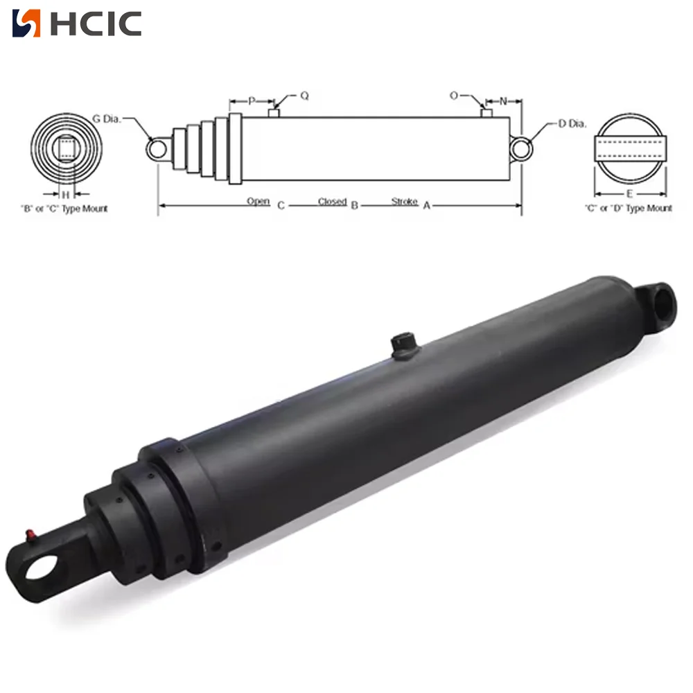 3-Stage Double Acting Telescopic Hydraulic Cylinder 3-Stage Double Acting Telescopic Hydraulic Cylinder