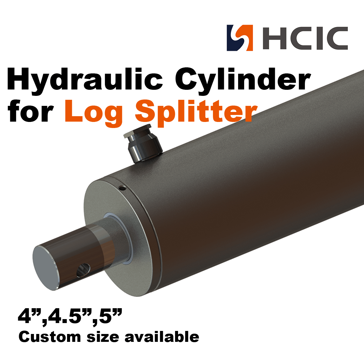 Log Splitter Cylinder: 4.5″ Bore, 24″ Stroke, 3″ Rod